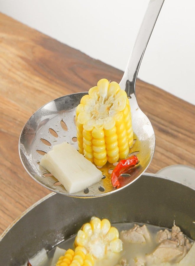 YOMITH Kitchen Cooking Utensils Set, 304 Stainless Steel Wooden Handle with Hanging Hook, Ladle Spoon Soup, Skimmer Colander, Cooking Spatula Set (Skimmer + LADLE) - Image 4
